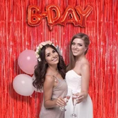 CEYLAN ADAM     Kırmızı Renk Ekstra Metalize Parlak Saçaklı Arka Fon Perde İthal A Kalite 1x2 Metre thumbnail 4