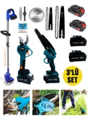 Germany Style Pro 3-Lü Set 4 Akülü Kenar Kesme-Dal Budama Makası-Budama Testeresi Bahçe Set - 1