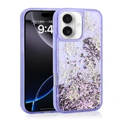 iPhone 16 Kılıf Sıvılı Simli Kelebek Baskılı Şeffaf Arka Yüzey Glis Silikon Kılıf thumbnail 4