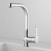 Premium Sıcak Soğuk Ayarlı Tek Kollu Aç Kapa Krom Lavabo Eviye Bataryası Modern Duvar Tipi Armatür thumbnail 2