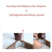 Masa Mobilya Ayak Köşe Bağlantı Birleştirme Sacı Demiri 135° (4 ADET) thumbnail 6