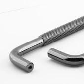 Tırtıklı Füme Metal Kulp 128 mm 12.8 cm Mobilya Çekmece Dolap Dolabı Modern Kapak Kulpları thumbnail 5