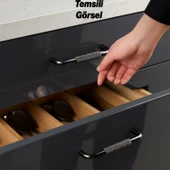 Tırtıklı Füme Metal Kulp 128 mm 12.8 cm Mobilya Çekmece Dolap Dolabı Modern Kapak Kulpları thumbnail 6