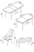 Loft Barok Desen 80x132 Açılabilir Mdf Masa Yemek Odası Takımı, Mutfak Takımı 4 Sandalye, 1 Bench Cappucino - 5