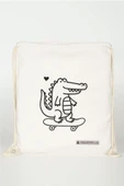 Rakerplus Tbons Özel Tasarım 35x40 cm Unisex Ham Bez Büzgülü Sırt Ayakkabı Çantası - 4