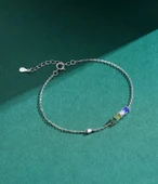 Dört Renkli Aşk Doğaltaşlı Kalpli Kadın Gümüş Bileklik thumbnail 3