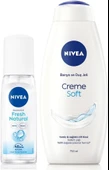 NIVEA Kadın Pump Sprey Deodorant Fresh Natural 75ml ve Creme Soft Yoğun Nemlendirici Duş Jeli 750ml - 1