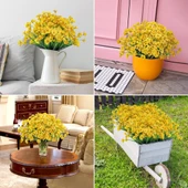 Nettenevime 12li Set Yapay Çiçek Sazlı Mine Sarı Renk 5 Dallı 33cm thumbnail 5