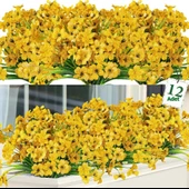 Nettenevime 12li Set Yapay Çiçek Sazlı Mine Sarı Renk 5 Dallı 33cm thumbnail 1