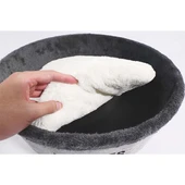 M-Pets Round Elevated Ahşap Ayaklı Kedi Yatağı Gri 47x47x26Cm - 4