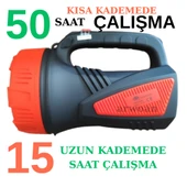 Şarjlı LED Projektör El Feneri | 50 Saat Kısa Kademe - 15 Saat Uzun Kademe | Kamp, Balıkçılık, Acil Durum - 1