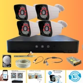 ARNA 4 Kameralı Kare 4 Dış Kameralı Set 250 GB Harddisk Full HD Gece Görüşlü Güvenlik Kamerası Sistemi thumbnail 1