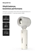Xenon Smart Taşınabilir Şarjlı 5 Kademeli El Fanı 7 Saat Kullanım 14000 RPM Sessiz Mini Vantilatör Beyaz X6101 - 3