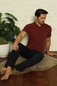 Moda Çizgi Erkek Bordo V Yaka 3'lü Pijama Takım 6822 - 4