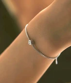 0.30 Karat Yuvarlak Moissanite Taşlı Kadın Gümüş Bileklik thumbnail 2