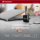 Transcend RDC3 USB 3.2 Gen1 Type-C SD/MicroSD Kart Okuyucu (Siyah) - 3