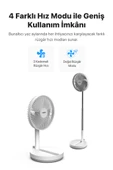 Xenon Smart Taşınabilir Şarjlı Vantilatör 24 Saat Kullanım 3 Kademeli 180 Sessiz Ayaklı Katlanabilir Fan X6103 - 3