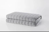 Sinada %100 Pamuk Saten Kumaş Elyaf Dolgulu Ağırlıklı Battaniye Tek kişilik (Dört Mevsim) 155X215 CM 4 KG GRİ - 1