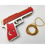 Para Lastiği Atan Otomatik Oyuncak Ahşap Tabanca 20 Lastik Hediye Sağlam ve Zara - 1
