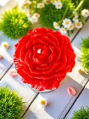 Kırmızı Şakayık Detaylı Silindir Mum - 2