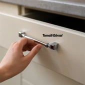 Krom Renk Talas Metal 224 mm 22.4 cm Düz Kulp Mobilya Mutfak Çekmece Dolap Kulpu Kulbu Kulpları thumbnail 6