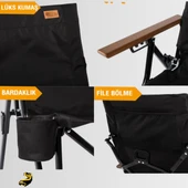 FUNKY CHAIRS Royal 4 Kademeli Katlanabilir Alüminyum Kamp Sandalyesi - Siyah - 6