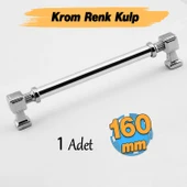 Krom Renk Talas Metal 160 mm 16 cm Düz Kulp Mobilya Mutfak Çekmece Dolap Kulpu Kulbu Kulpları thumbnail 1