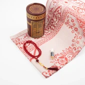 Seccade + Tesbih + Esans Hediye Seti (Kabe Desen, Bordo) thumbnail 2