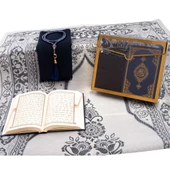 Şal + Seccade + Tesbih + Kuran Hediye Seti (Çanta Boy, Asetat Çanta, Lacivert) - 3