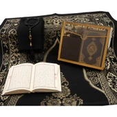 Şal + Seccade + Tesbih + Kuran Hediye Seti (Çanta Boy, Asetat Çanta, Siyah) thumbnail 3