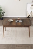 Mabel Barok Desen 80x132 Açılabilir Mdf Masa Yemek Odası Takımı, Mutfak Takımı 4 Sandalye, 1 Bench Cappucino - 4