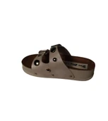 YAZKIŞ Kadın Siyah Ten Cilt Üzeri Altın Detaylı Çift Bantlı Geniş Taraklı 4cm Rahat Taban Terlik thumbnail 8