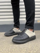 JET-151 Boost Bağcıklı Cilt Süet Erkek Günlük Sneaker Ayakkabı CSST - Siyah/Gri thumbnail 2