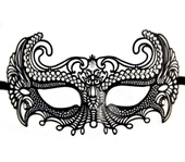 CEYLAN ADAM   Siyah Renk Lazer Kesim Üzeri Kristal Taşlı Metal Balo Parti Venedik Maskesi thumbnail 2