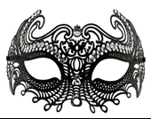 CEYLAN ADAM   Siyah Renk Lazer Kesim Üzeri Kristal Taşlı Metal Balo Parti Venedik Maskesi thumbnail 3