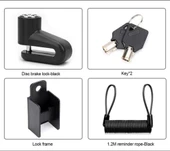 MOTORSİKLET SCOOTER BİSİKLET TEKERLEK ELEKTRİKLİ ARAÇ DİSK KİLİDİ GÜVENLİK KİLİTİ thumbnail 6