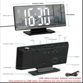 PROJEKSİYONLU AYNALI ÇOK FONKSİYONLU DİJİTAL MASA SAATİ YANSITMALI IŞIKLI SAAT thumbnail 4