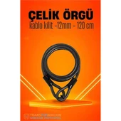 Modacar Çelik Örgü Kablo Kilit 12mm 120 cm Bisiklet Kilidi Motosiklet Kilidi Eşya Garaj Kilidi - 1