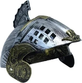 CEYLAN ADAM     Gümüş Üzeri Altın Renk Oynar Başlıklı Romalı Bizans Kaskı Miğferi 25x20 cm thumbnail 4