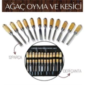 ModaCar Elena 12 Parça Çantalı Ağaç Oyma ve Kesici Set - 1