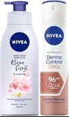 NIVEA Kadın Sprey Deodorant Derma Control Clinical 150ml, Kiraz Çiçeği Nemlendirici Vücut Losyonu 400ml - 1