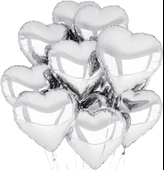 CEYLAN ADAM   Metalize Parlak Gümüş Şekilli Kalp Uçan Balon Folyo 45 cm 10 Adet thumbnail 2