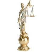 Themis Adalet Terazisi Heykeli ve Dünya Biblo Gold 24cm thumbnail 1