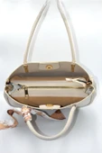 Kadın Bej Kurdele Süslü Fermuarlı Ve Askılı Günlük Şık Çanta - 4