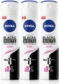 NIVEA Kadın Sprey Deodorant Black&White Invisible Original 150ml, 72 Saat Anti-perspirant Koruma, X3 Adet - 1