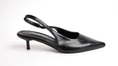 Assortie Siyah İnce Topuklu Slingback Ayakkabı - 1