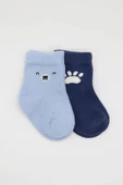 CEYLAN ADAM   Bistyle Bear Penye Soket Çorap 2'Li BS10116 Mavi - 2