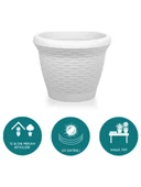 Omnipazar SO-HS02 Plastik Hasır Desenli Saksı 6 lt Kirli Beyaz 6 Adet thumbnail 3