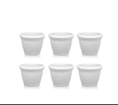 Omnipazar SO-HS02 Plastik Hasır Desenli Saksı 6 lt Kirli Beyaz 6 Adet thumbnail 1