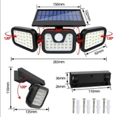 74 LED GÜNEŞ ENERJİLİ HAREKET SENSÖRLÜ 3 TARAFLI SOLAR BAHÇE AYDINLATMA LAMBASI SOKAK LAMBASI thumbnail 5